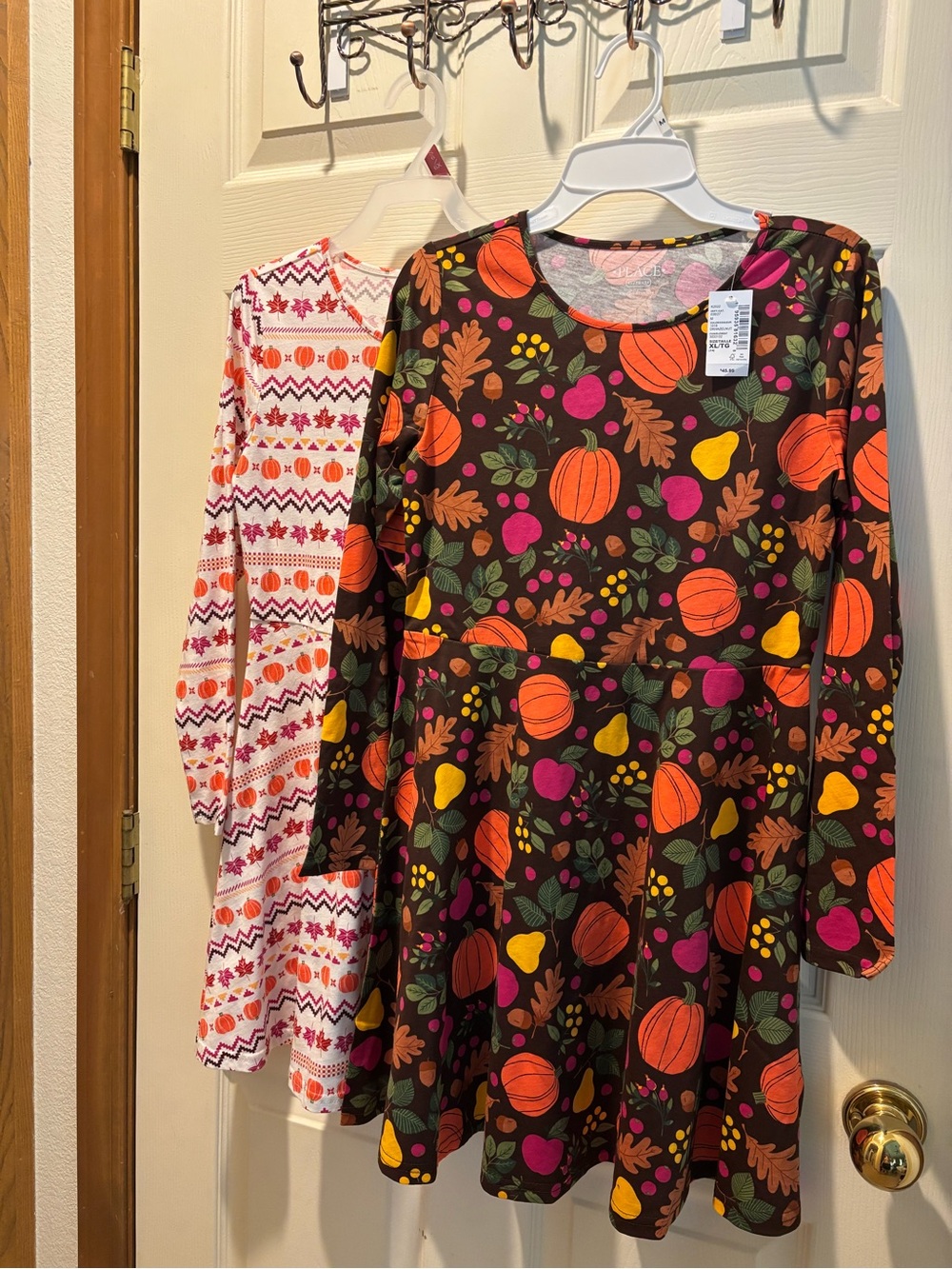 Set of 2 TCP Kids Girl Fall Harvest Pumpkin Thanksgiving Dress Lot Size XL
